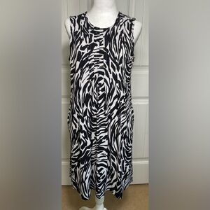 Calvin Klein Womens Sleeveless Zebra Print Knee Length Dress Size Small